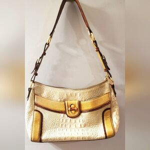 Brahmin Elegant Cream and Brown Vintage Women's Bag.